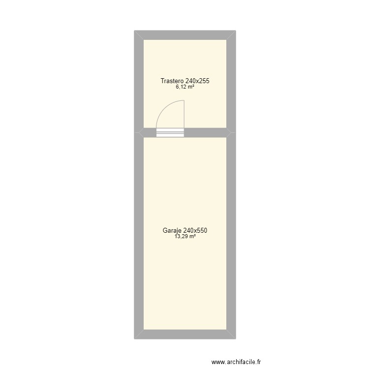 PK44. Plan de 2 pièces et 19 m2