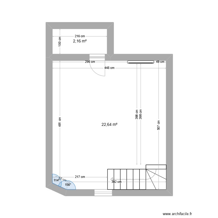 T1 - 1er Etage LOPEREC. Plan de 2 pièces et 25 m2