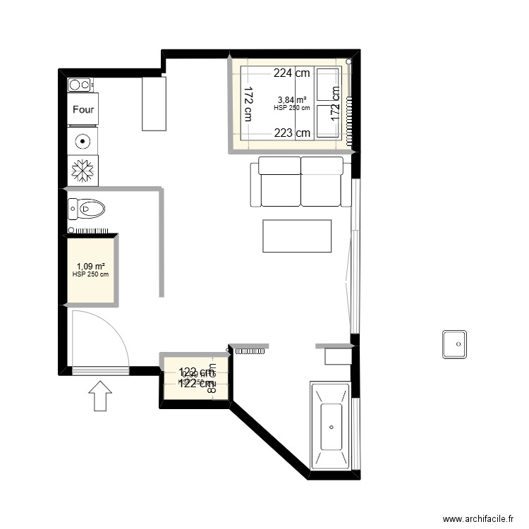 Charenton. Plan de 3 pièces et 6 m2