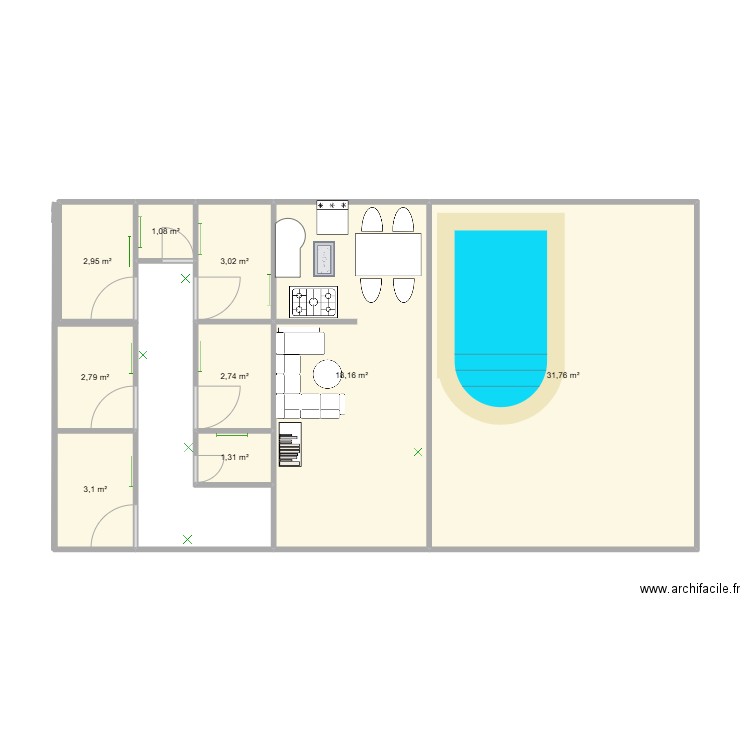 PLAN1. Plan de 9 pièces et 67 m2