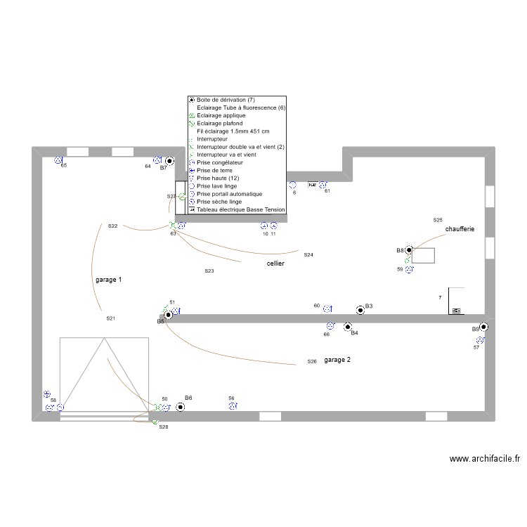 paul RdC prise&éclairage. Plan de 1 pièce et 78 m2