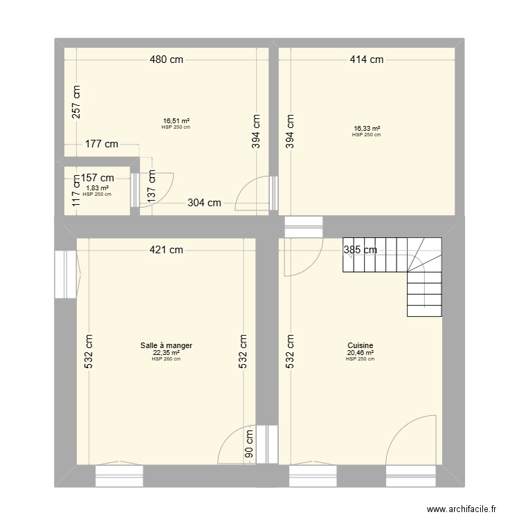 RDC LA BATIE. Plan de 5 pièces et 77 m2