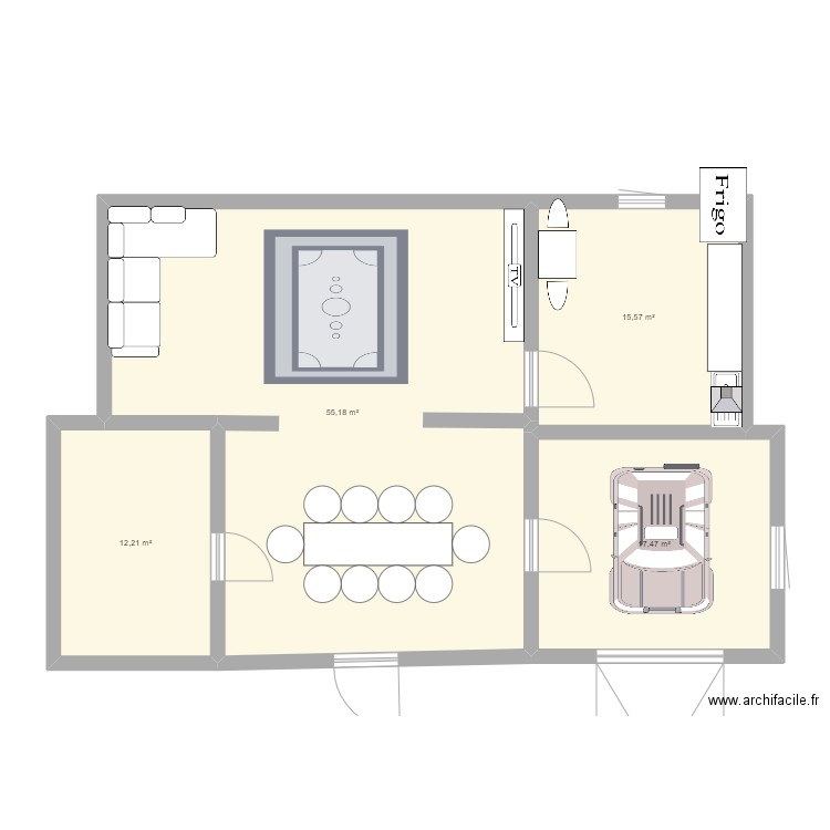 MAISON. Plan de 4 pièces et 100 m2