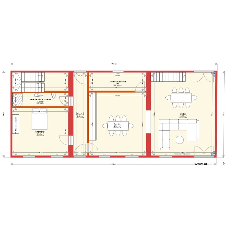 aignes implantation pièces. Plan de 11 pièces et 241 m2