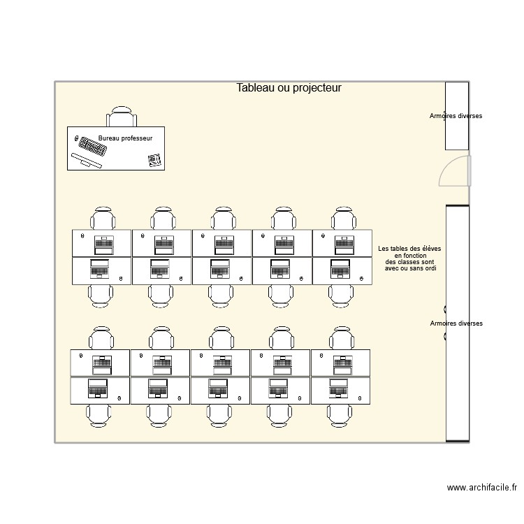 Classe plan. Plan de 1 pièce et 50 m2