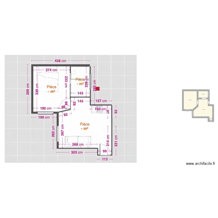 Fabricio _ Plan teste. Plan de 3 pièces et 26 m2