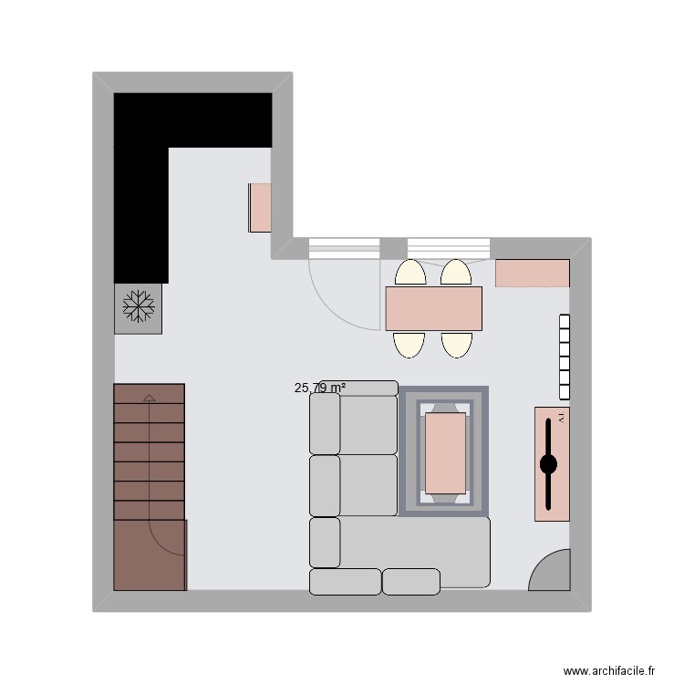 projet salon. Plan de 1 pièce et 26 m2