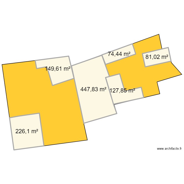 Plan de masse. Plan de 6 pièces et 1107 m2