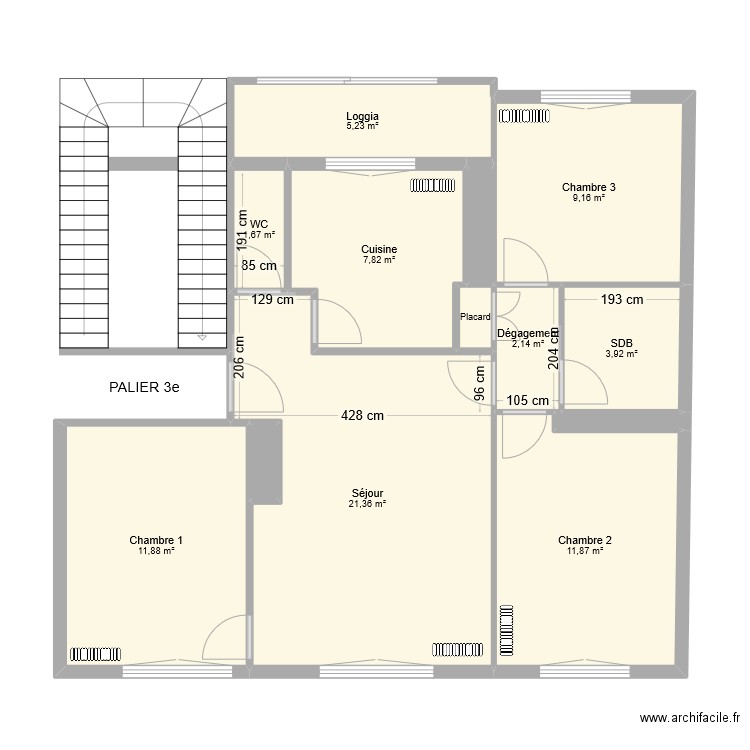 199 Vert Coteau. Plan de 13 pièces et 77 m2