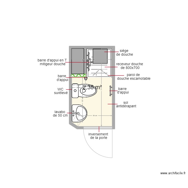 traore 2. Plan de 1 pièce et 2 m2