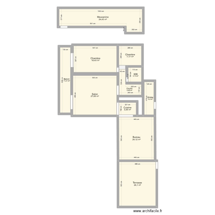 rez sup. Plan de 11 pièces et 156 m2