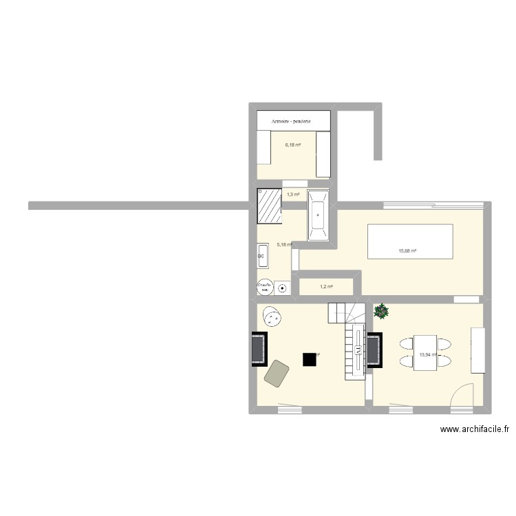 MAISON GOSNAY. Plan de 7 pièces et 57 m2