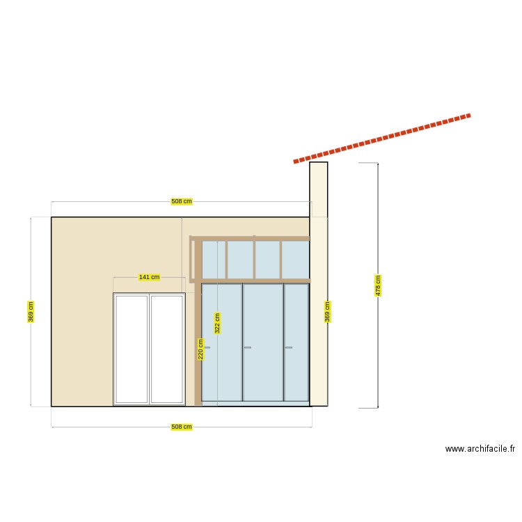 façade est 1 serre. Plan de 0 pièce et 0 m2