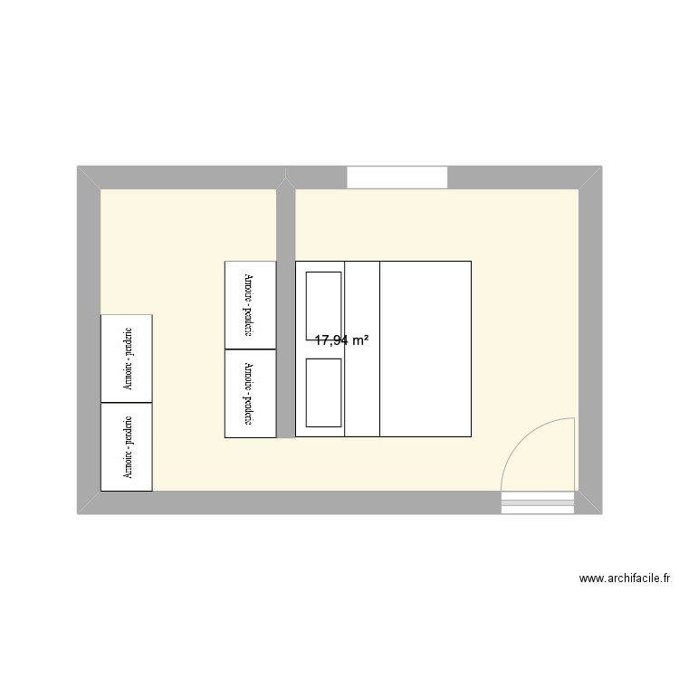 Chambre 1. Plan de 1 pièce et 18 m2