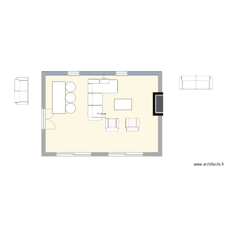 salon2. Plan de 1 pièce et 41 m2