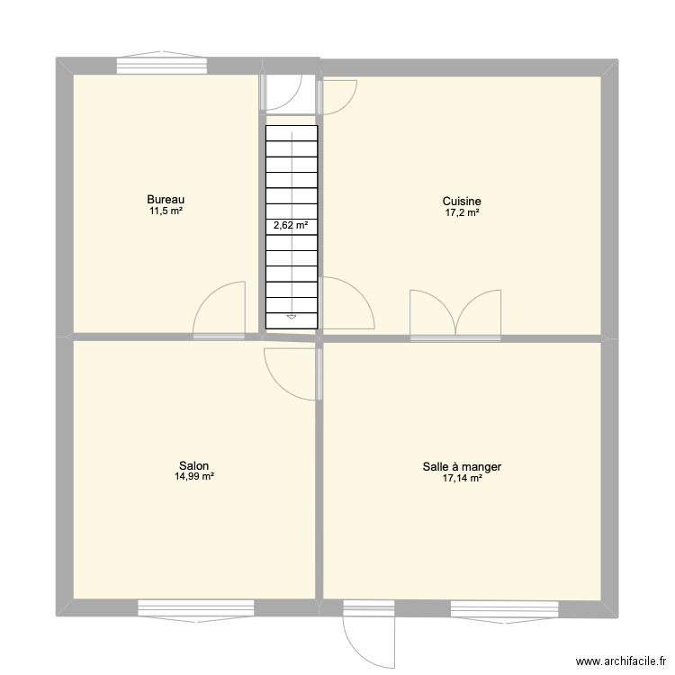 Neufmaison - RDC. Plan de 5 pièces et 63 m2