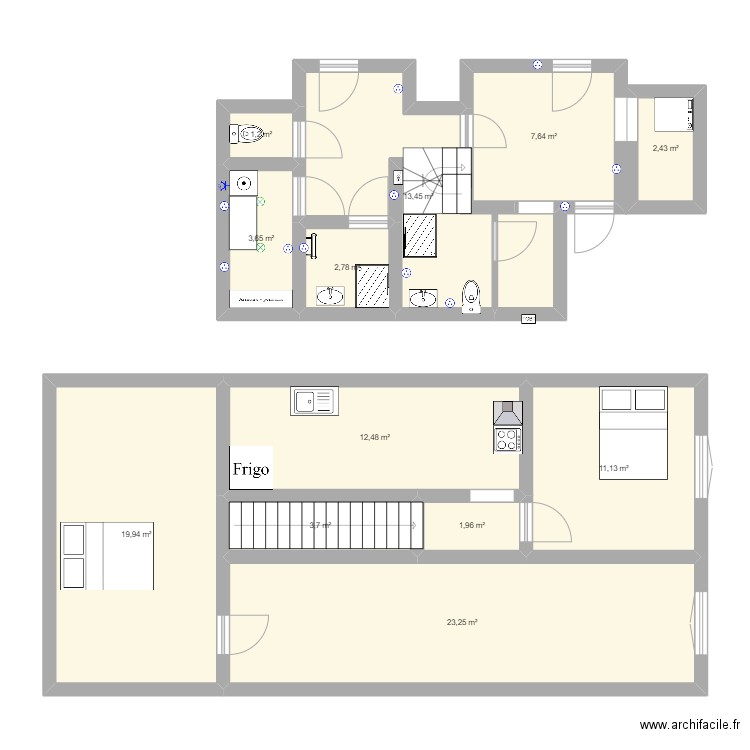 Laverie Martiniere. Plan de 12 pièces et 104 m2