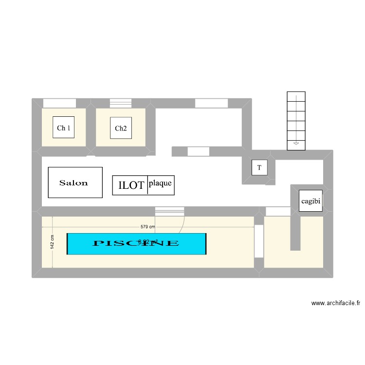 Plan actuel de l'appartement. Plan de 6 pièces et 13 m2