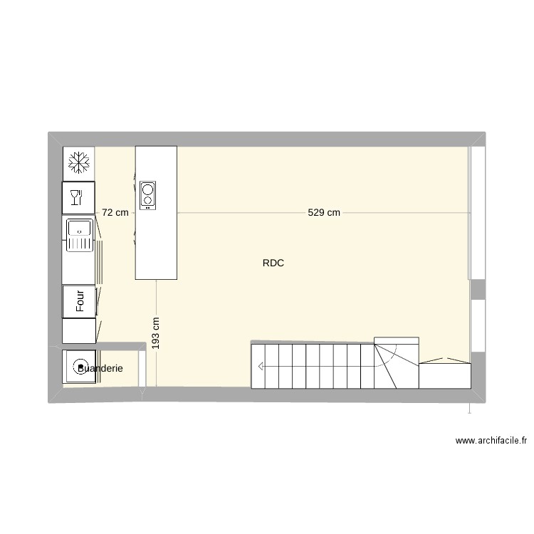 maison rdc. Plan de 2 pièces et 32 m2