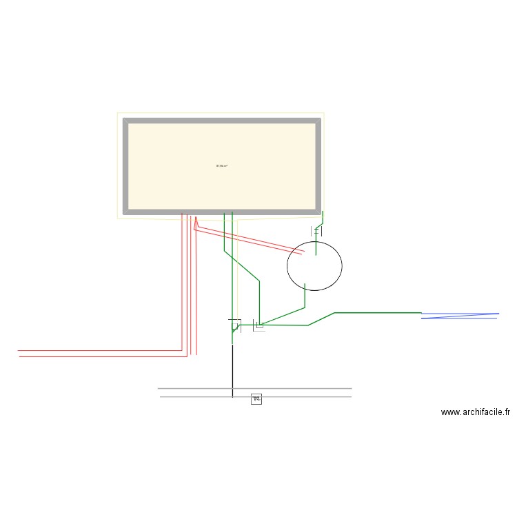 Egouttage. Plan de 1 pièce et 52 m2