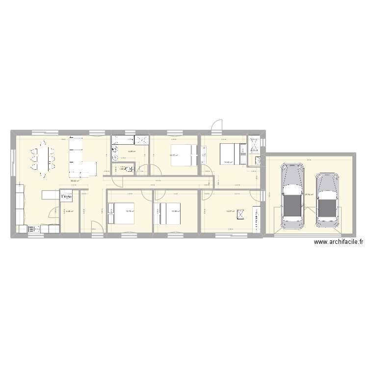 Plan avec extension garage. Plan de 11 pièces et 166 m2