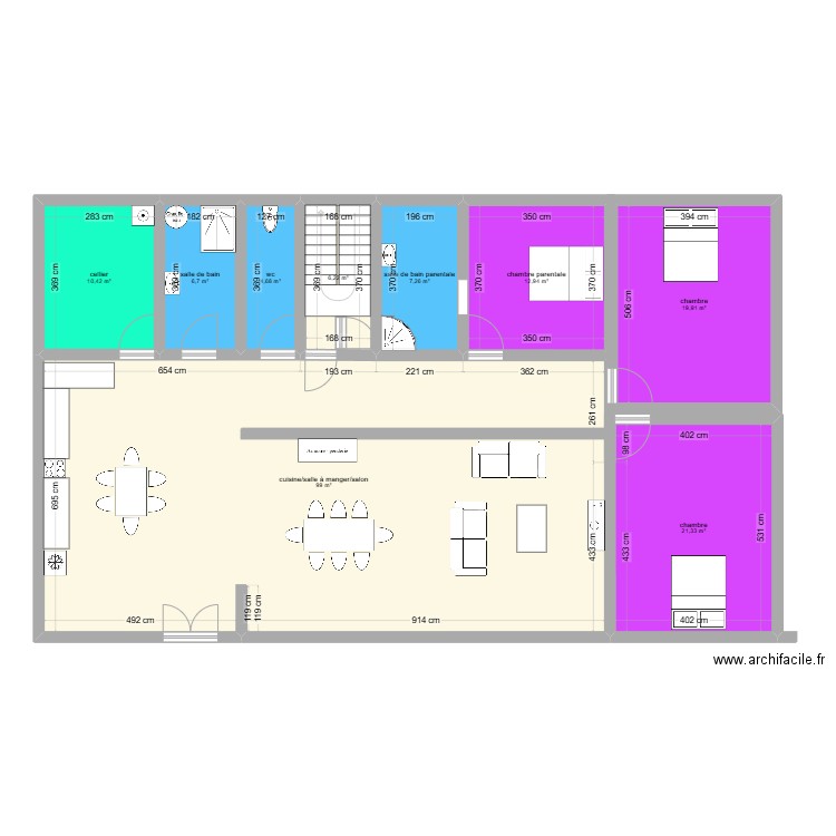 malaureille rdc. Plan de 9 pièces et 188 m2