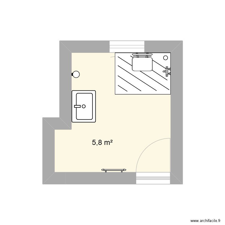 SALLE DE BAINS PARENTS. Plan de 1 pièce et 6 m2