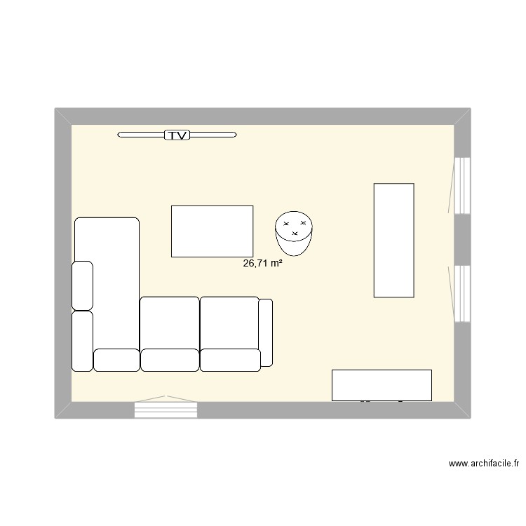 Appart 1. Plan de 1 pièce et 27 m2