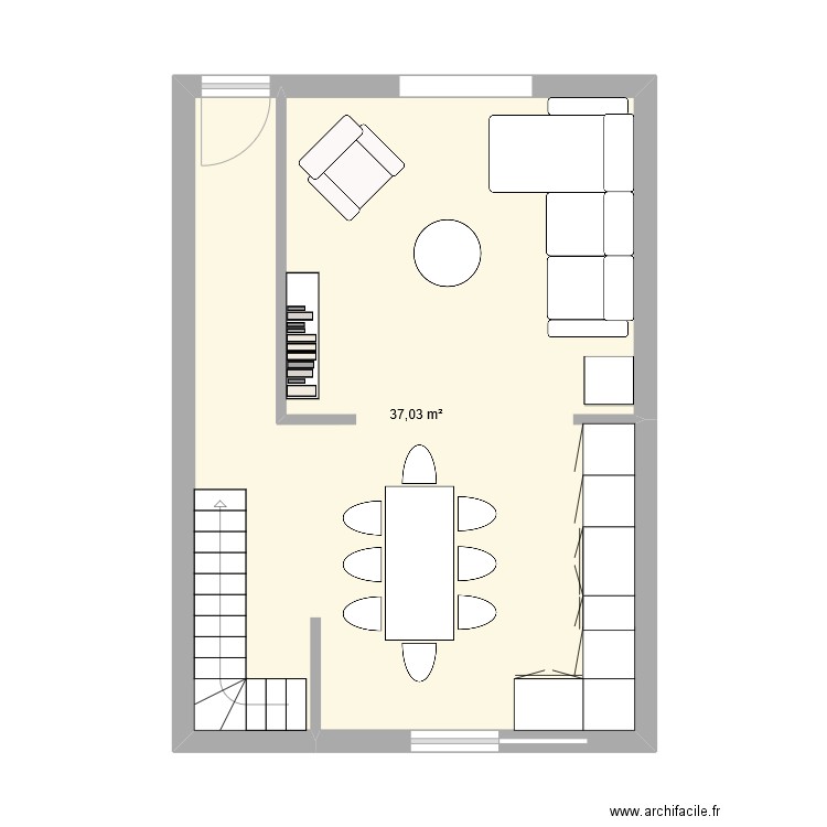 Plan option 1. Plan de 1 pièce et 37 m2