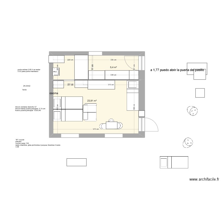 maubeugeb pettit abc. Plan de 2 pièces et 29 m2