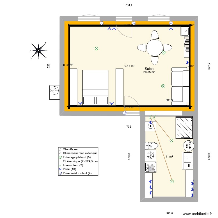 plan elec v75. Plan de 8 pièces et 71 m2