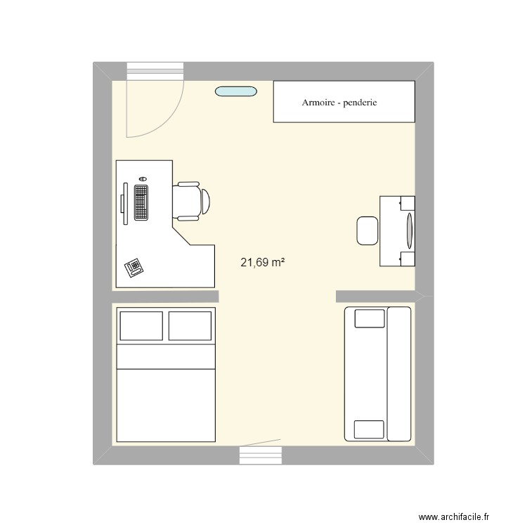 CHAMBRE ANNA. Plan de 1 pièce et 22 m2