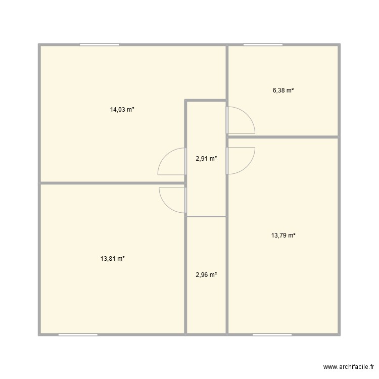 Haut maison. Plan de 6 pièces et 54 m2