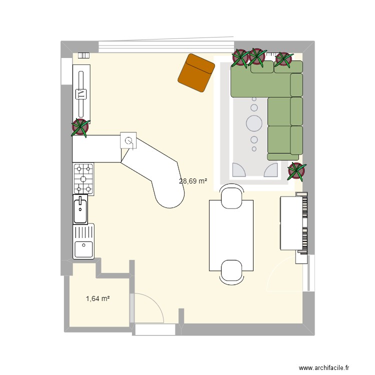 Guyancourt. Plan de 2 pièces et 30 m2