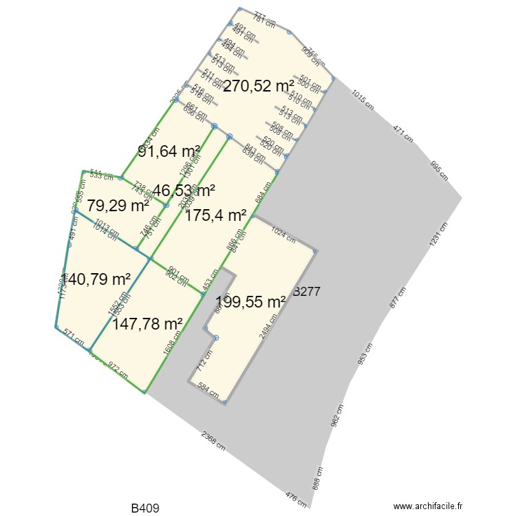 Parcelles parking. Plan de 8 pièces et 1152 m2