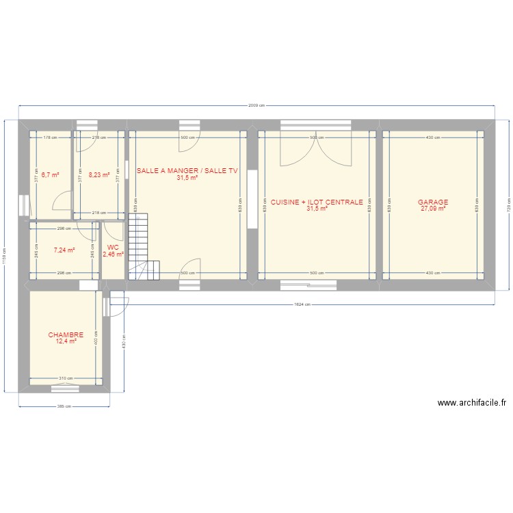 ferme st usuge. Plan de 8 pièces et 127 m2