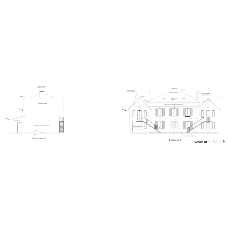 Façade sud existant 2. Plan de 0 pièce et 0 m2