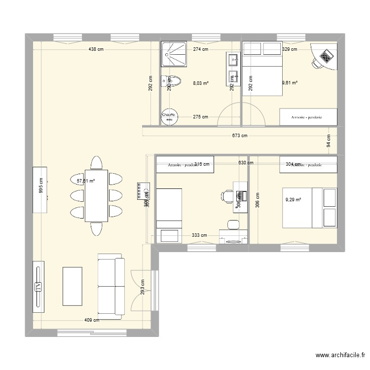 maison nouan . Plan de 4 pièces et 85 m2