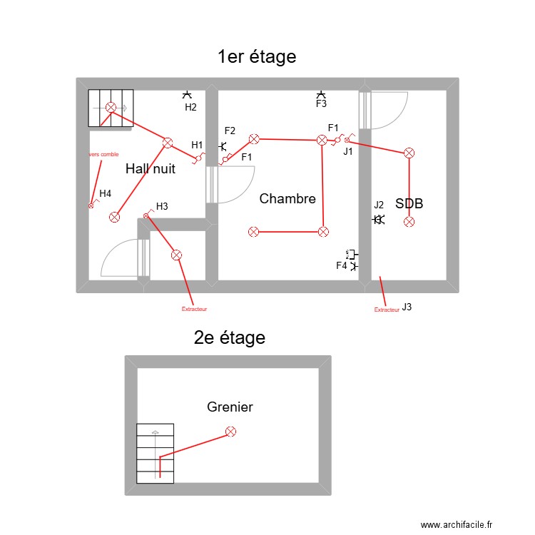 Mokaturc étage. Plan de 5 pièces et 39 m2