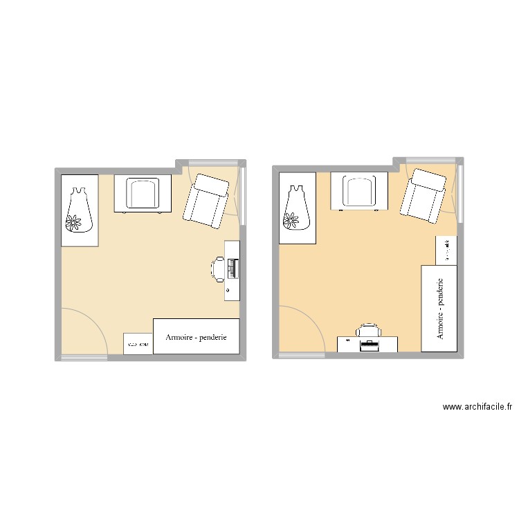 CHAMBRE BEBE. Plan de 2 pièces et 19 m2