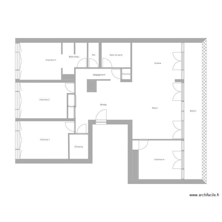 legrand. Plan de 14 pièces et 64 m2