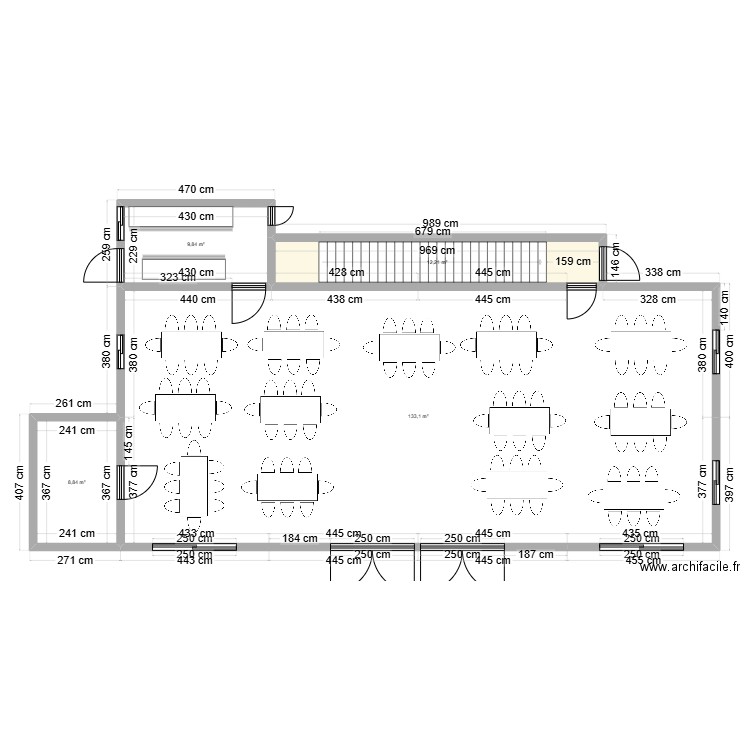 PLAN GRANDE SALLE. Plan de 4 pièces et 164 m2