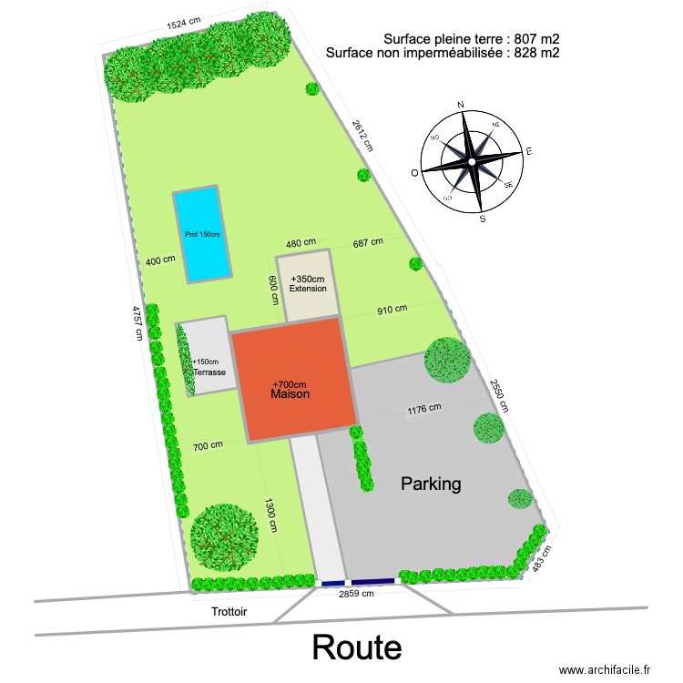 Plan de masse maison extension. Plan de 6 pièces et 510 m2