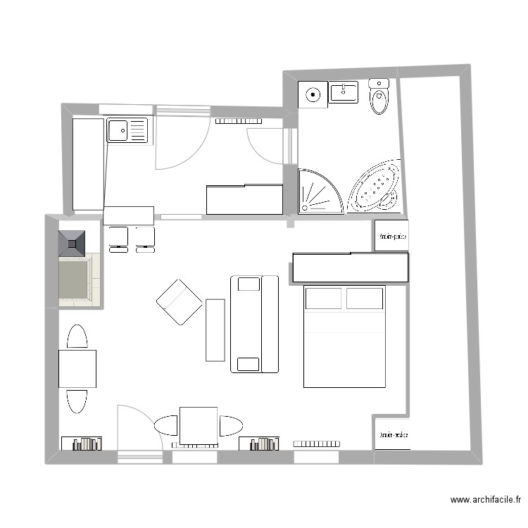 Gryon-plan. Plan de 5 pièces et 51 m2