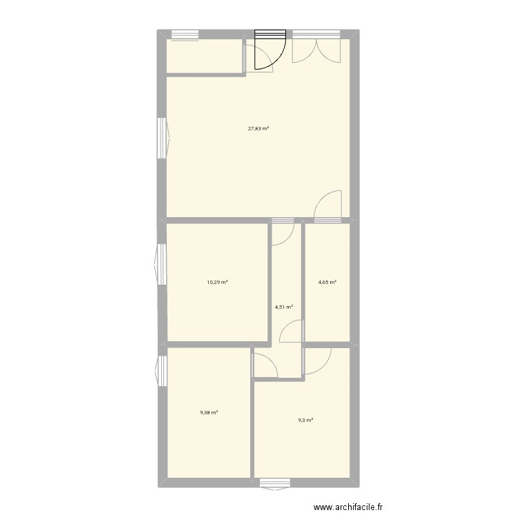 Coutras 2. Plan de 6 pièces et 66 m2