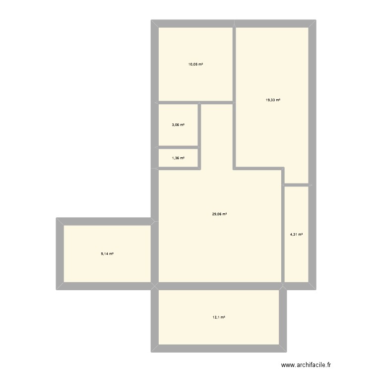 maison + agrandissement. Plan de 8 pièces et 88 m2