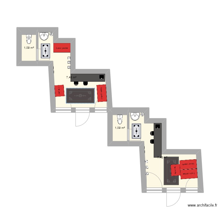 SALLE DE PAUSE 1. Plan de 4 pièces et 17 m2