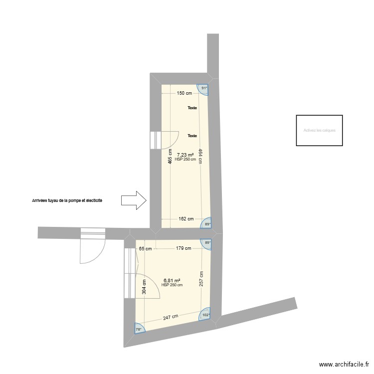 LOCAL TECHNIQUE VALENE. Plan de 2 pièces et 14 m2