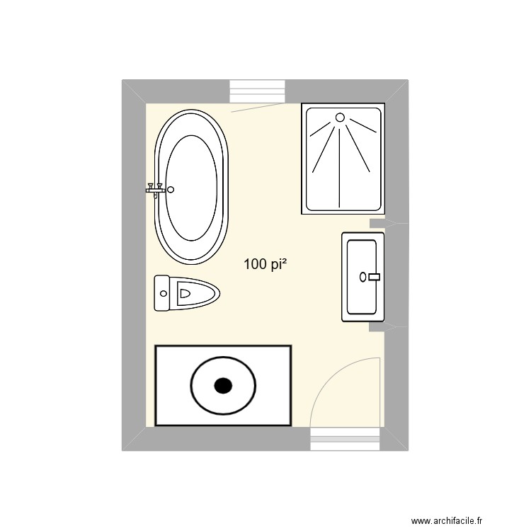 Salle de bain. Plan de 1 pièce et 9 m2