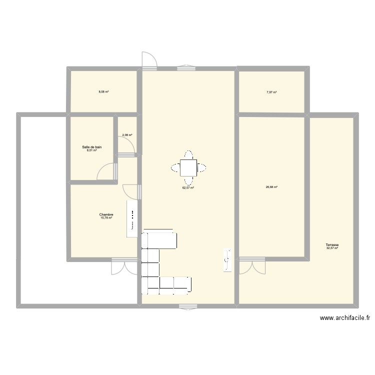 plateau A. Plan de 8 pièces et 164 m2